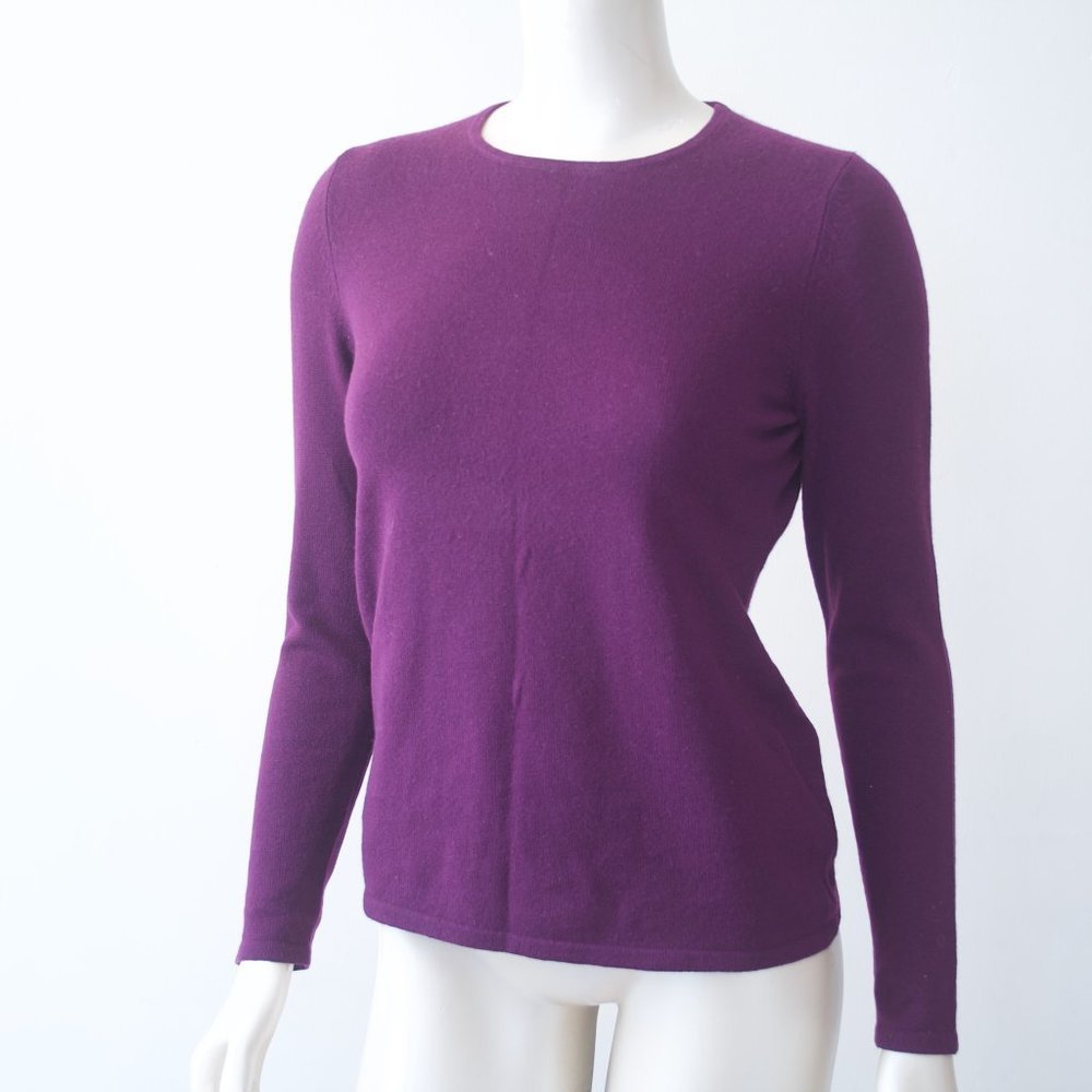 Lord and Taylor 100% Cashmere Sweater Italy Jewel Tone Deep Purple Aubergine - S